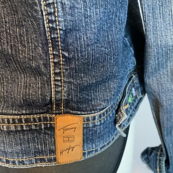 Vintage 2005 Tommy Hilfiger Floral Embroidered Denim Jean Jacket Women's Medium - Picture 4 of 8